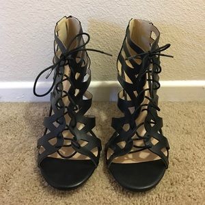 Torrid Black Lace Up Heel - Size 11