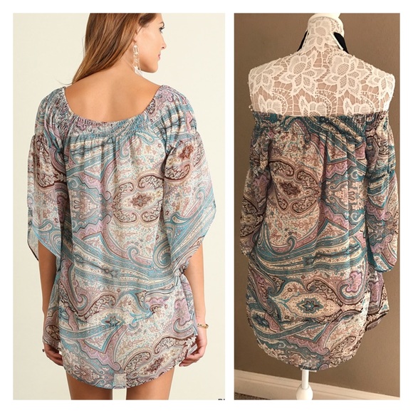 Off the shoulder paisley print dress - Picture 3 of 5