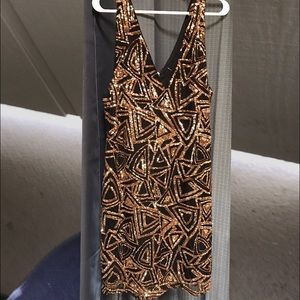 Gold sequin mid thigh dress