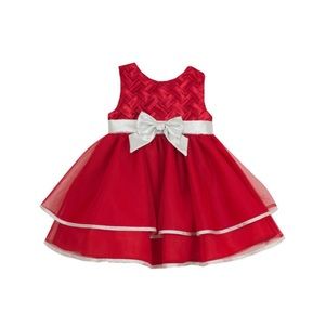 NWT ❤️Red Party Dress with Silver Satin Bow w/Trim