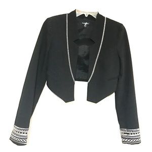 Bebe Cropped Embroidered Bracelet Sleeve Jacket