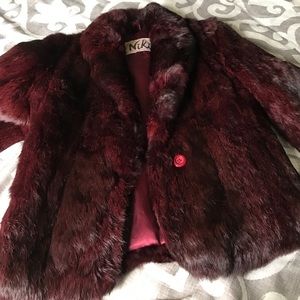 Dyed rabbit fur coat.