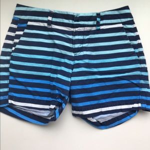 Blue ombré striped shorts