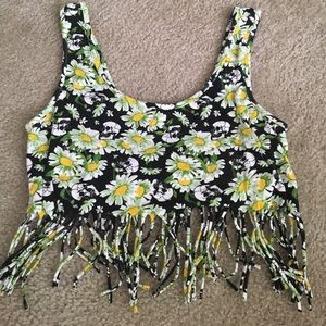 Skull/flower half top