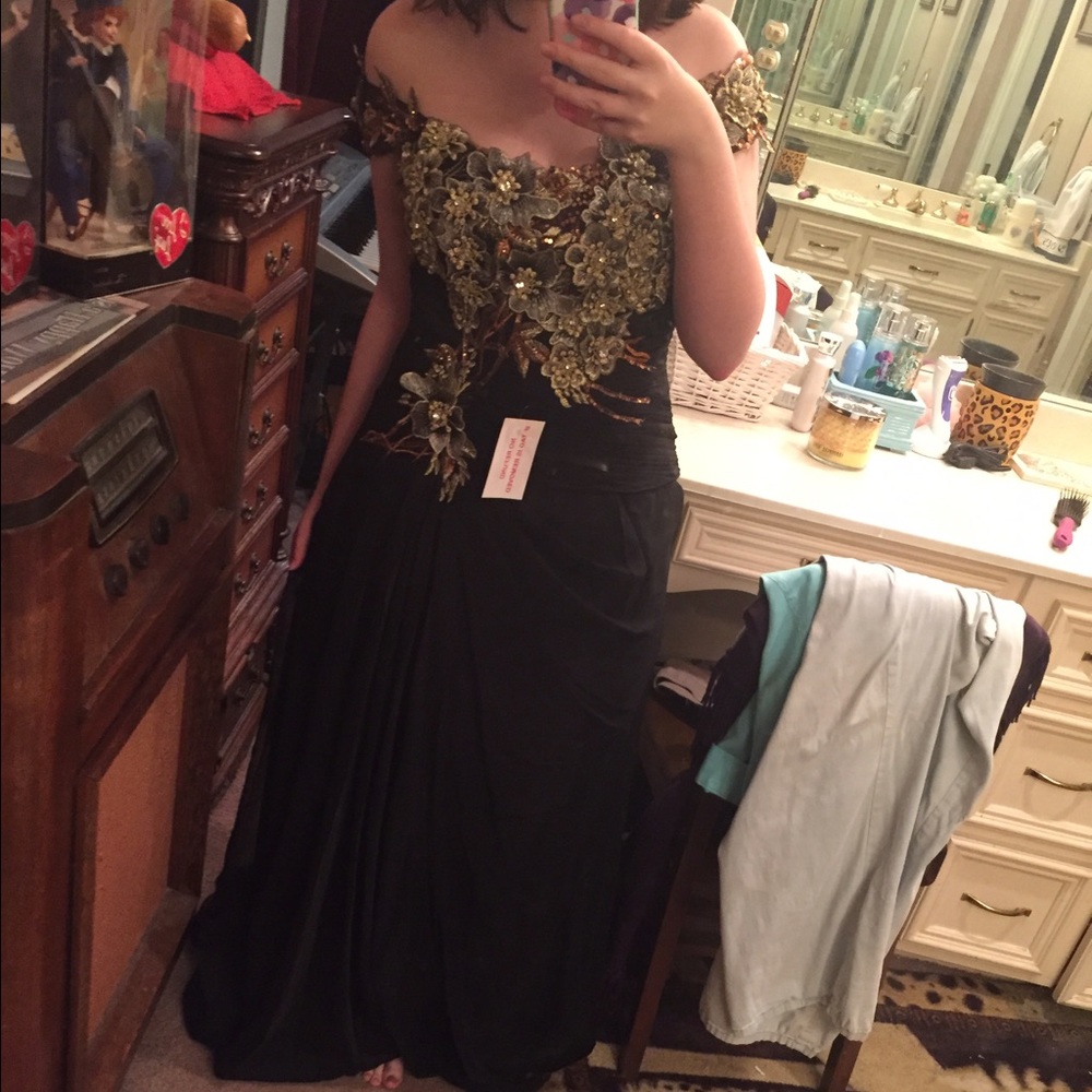 *SOLD*Floral Embroidered Prom Dress