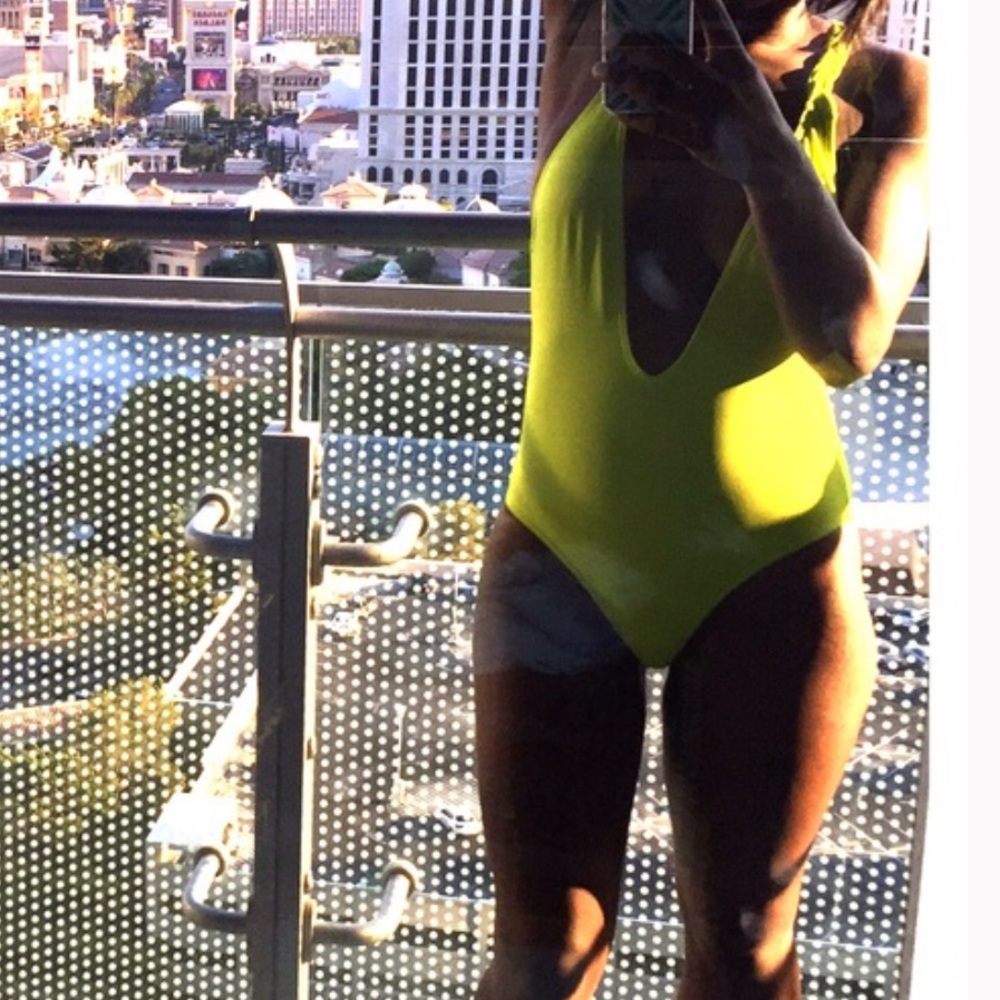 Asos Lime Green plunging Neckline one piece swim