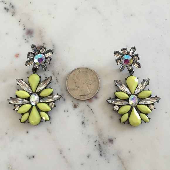 "Bella" Earrings || Yellow/Lime Floral Statement - Picture 4 of 7