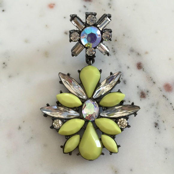 "Bella" Earrings || Yellow/Lime Floral Statement - Picture 5 of 7