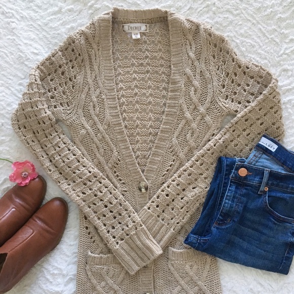 Decree Sweaters - Knit Tunic Cardigan with Pockets