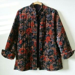 Vintage Quilted Velvet Floral Coat