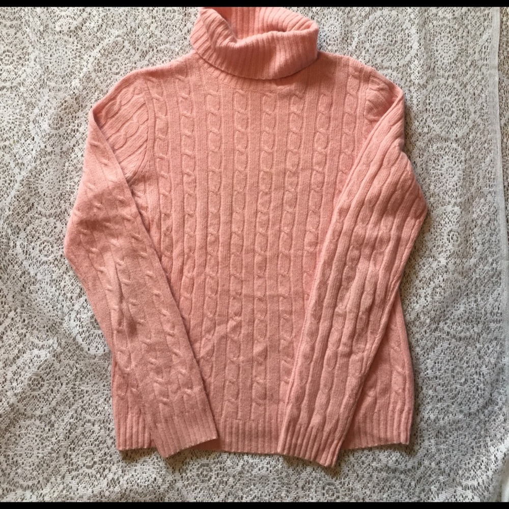 Soft Pink J Crew Cable Knit Turtleneck