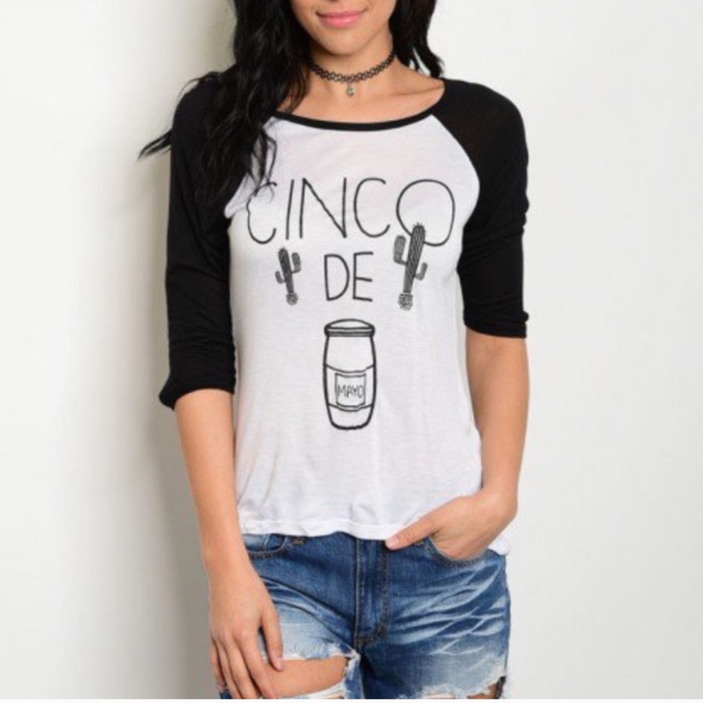 Cinco de Mayo Top black and white