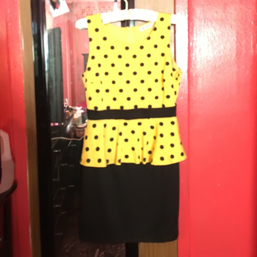 Yellow and Black Polkadot Dress