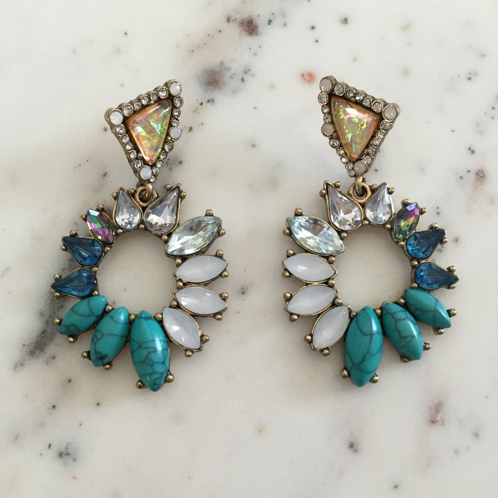 "Irina" Earrings || Blue & Clear Crystal Statement - Picture 2 of 10