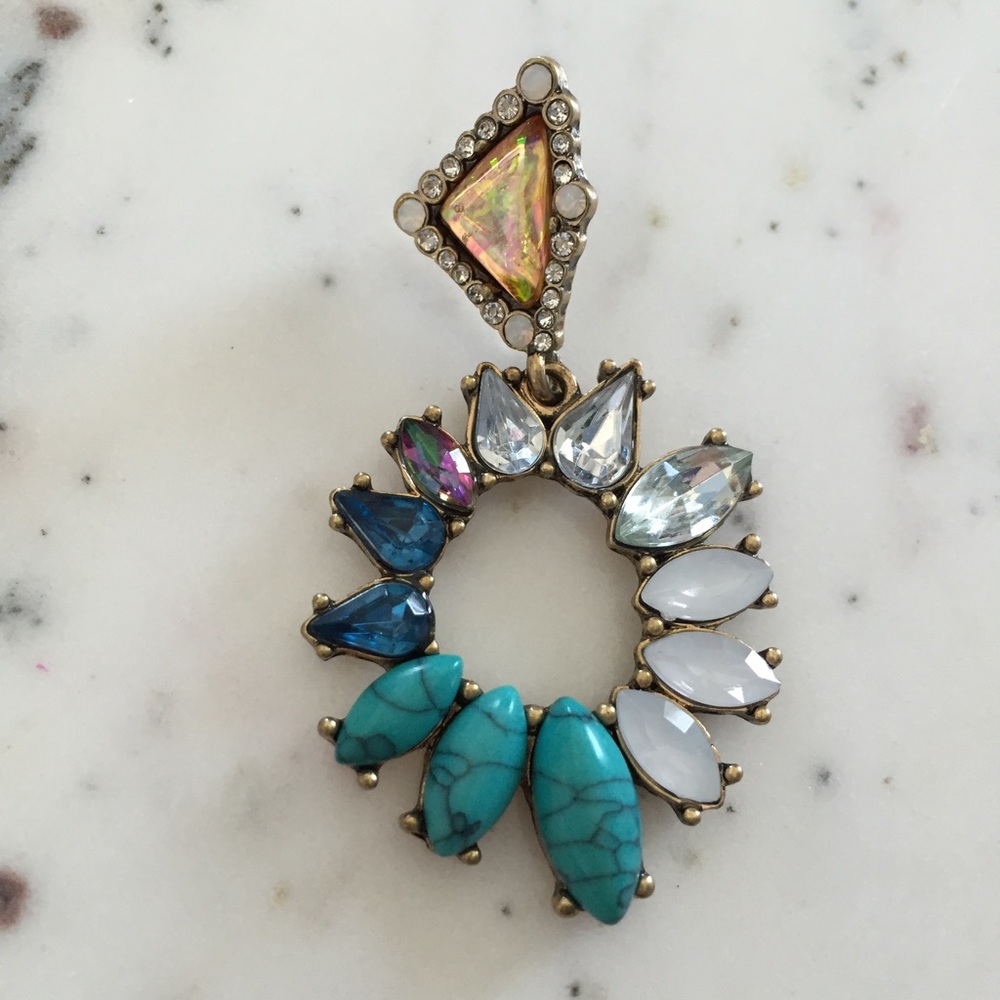 "Irina" Earrings || Blue & Clear Crystal Statement - Picture 5 of 10