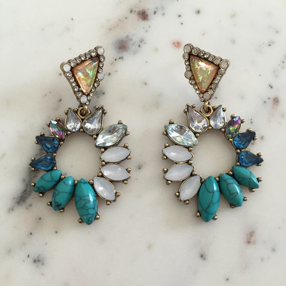 "Irina" Earrings || Blue & Clear Crystal Statement - Picture 2 of 10