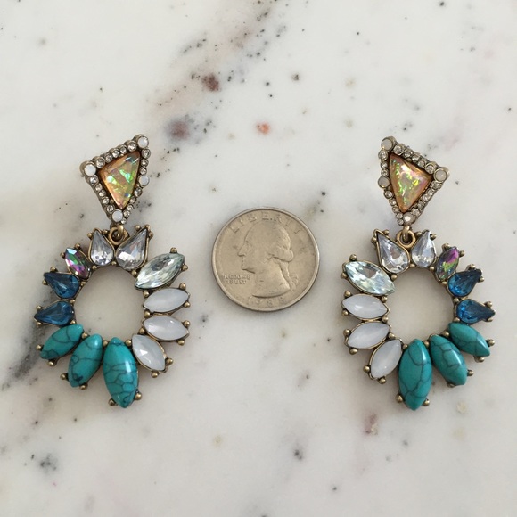 "Irina" Earrings || Blue & Clear Crystal Statement - Picture 4 of 10