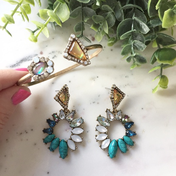 "Irina" Earrings || Blue & Clear Crystal Statement - Picture 6 of 10