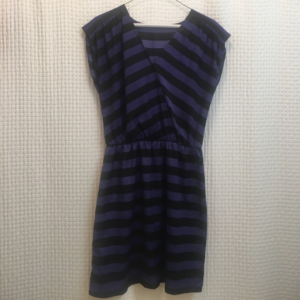 Aqua by Bloomingdales black purple striped dress