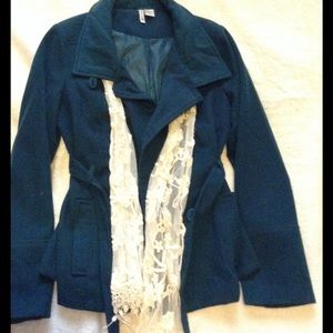 Teal dark green pea coat