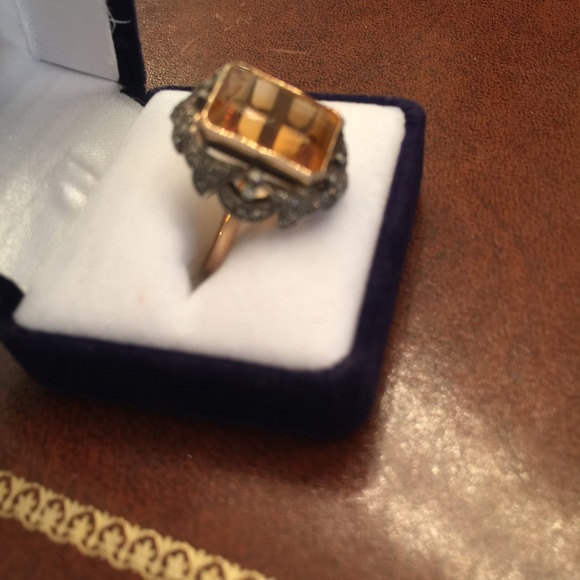 1919 vintage diamond and topaz ring FLASH SALE! - Picture 4 of 4