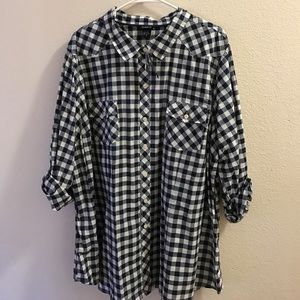 Torrid Navy Blue & White Plaid Button Down -Size 4