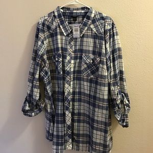 Torrid Blue, Pink, and White Button Down -Size 4