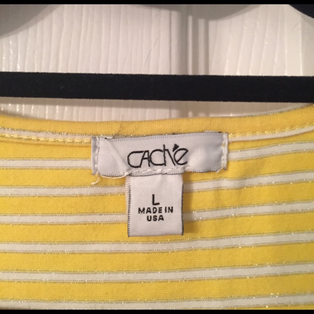 Cache Yellow,Silver & White Striped Top With Crys… - image 6
