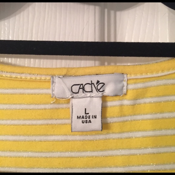 Cache Yellow,Silver & White Striped Top with Crystals & Studs - Picture 6 of 6