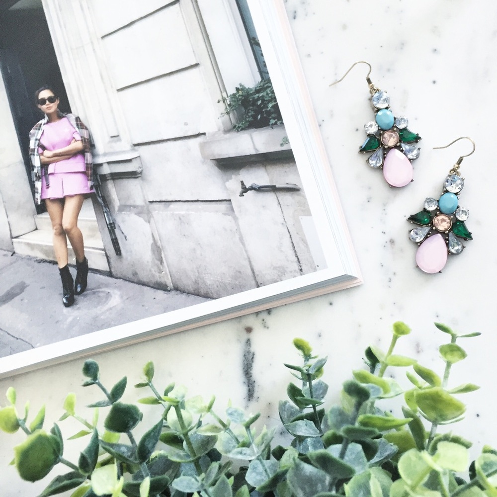 "Elise" Earrings || Pink & Clear Crystal Statement