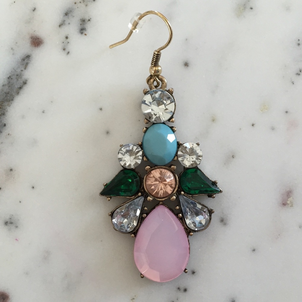 "Elise" Earrings || Pink & Clear Crystal Statement - Picture 5 of 12