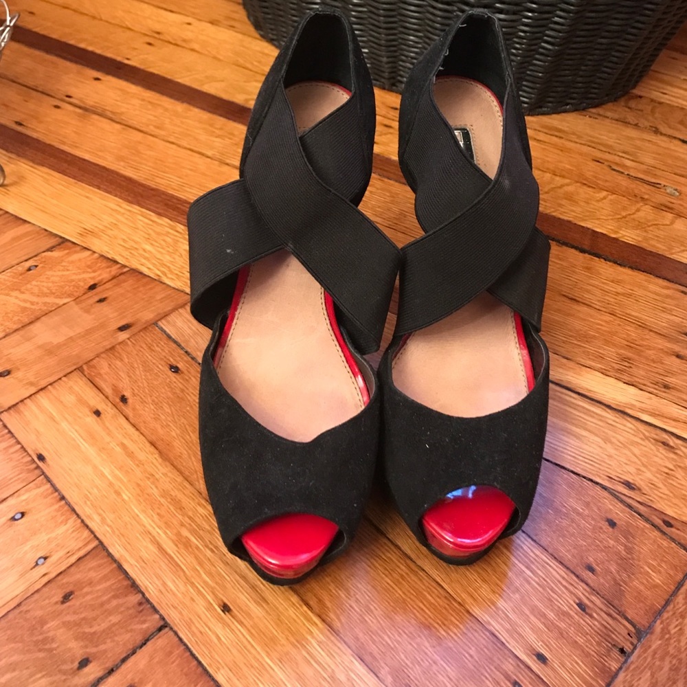 Black strap high heel sandal