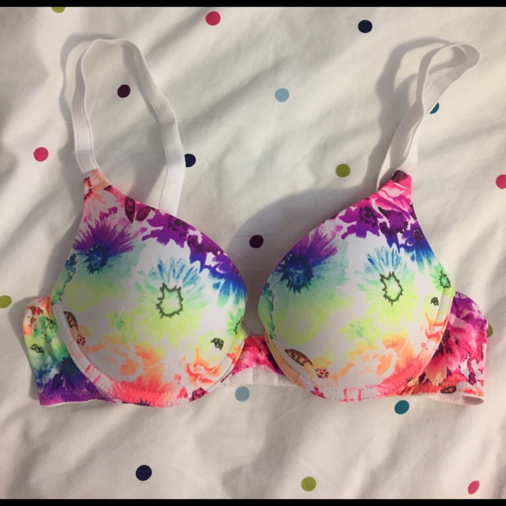 Victorias Secret PINK Bra - rainbow flowers