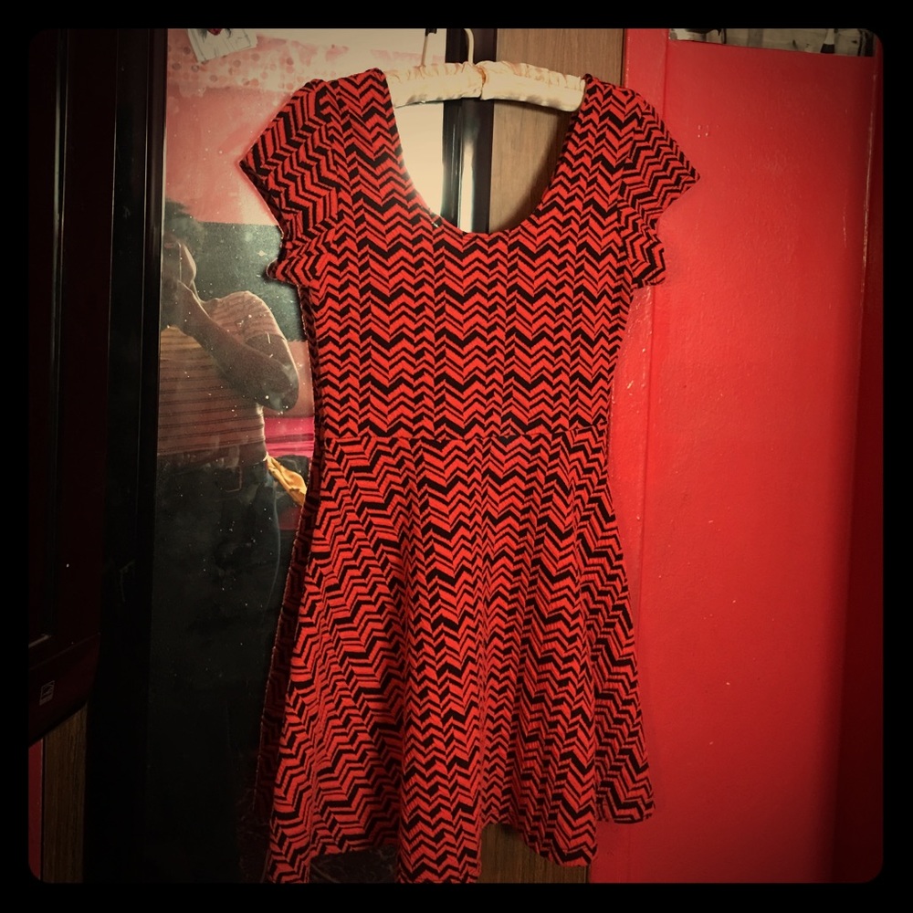 Short Orange and Black Patterned Dress