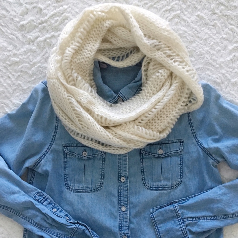 Cream Knit Infinity Scarf