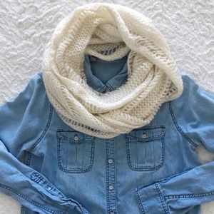 Cream Knit Infinity Scarf