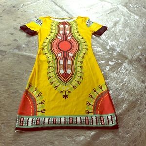 Dashiki Style Fitted Mini Dress