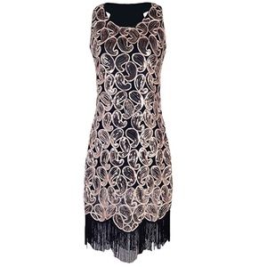 1920s Sequin Racerback Tassel Flapper Dress