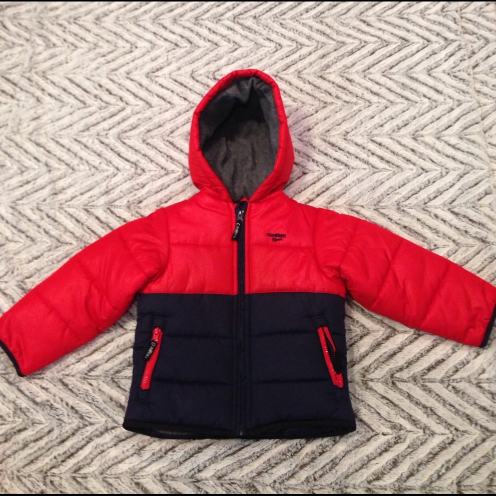 NWOT Osh Kosh red and navy puffer coat 4T