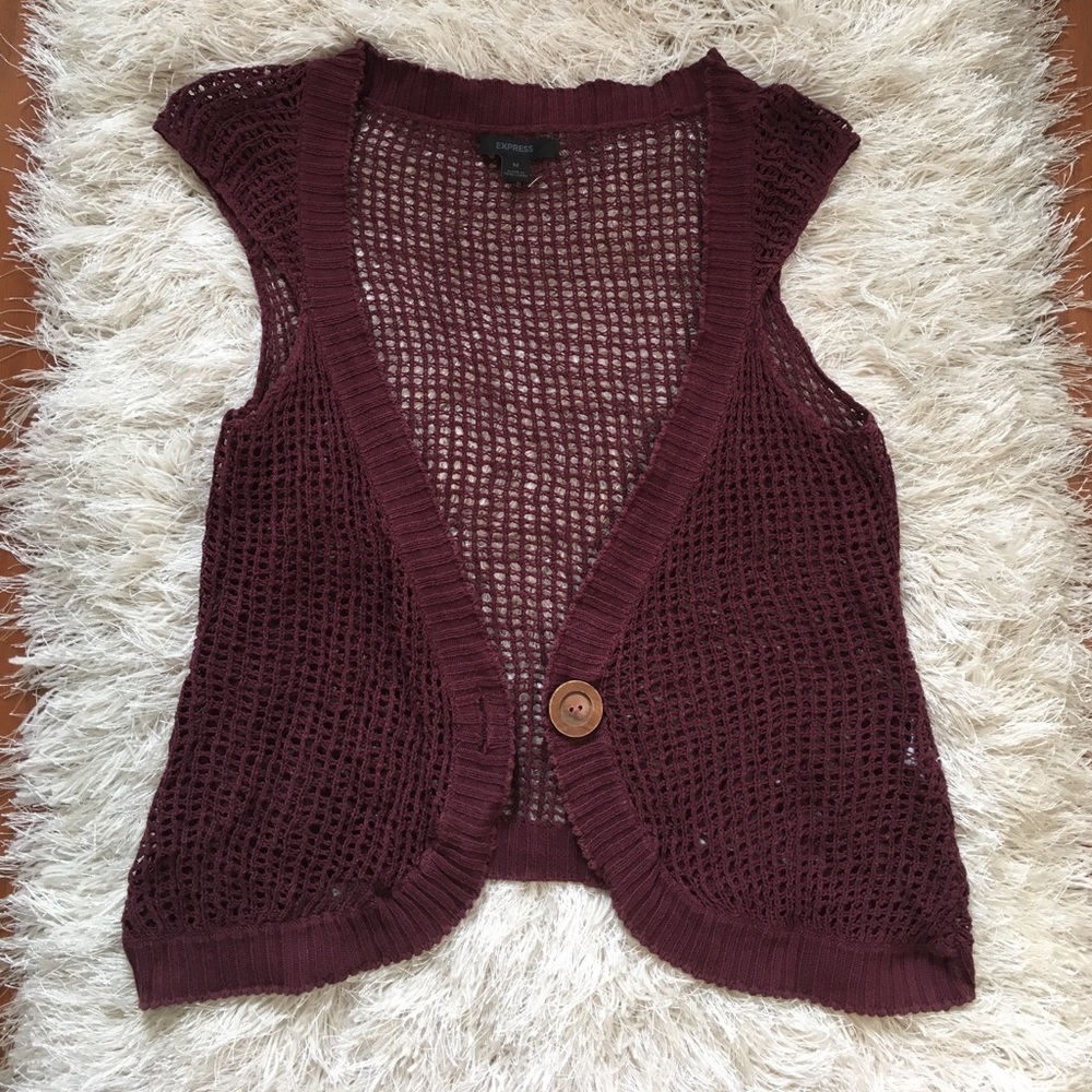 Burgundy Crochet Cardigan