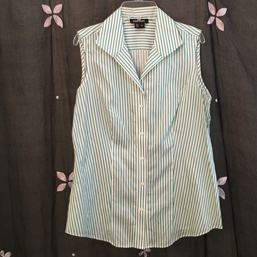 NWT Anthropologie Paperwhite green and white top