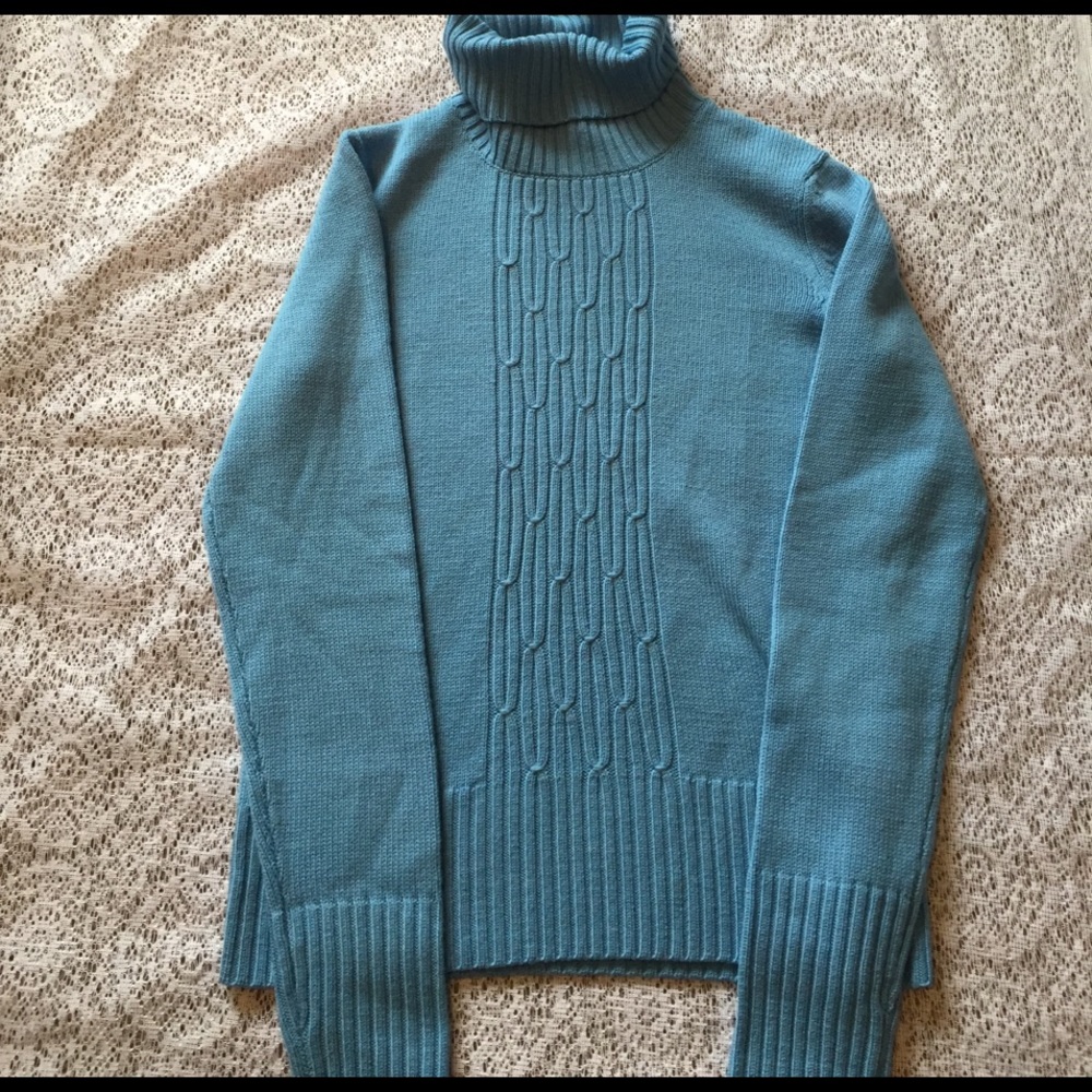 LOFT Merino Wool Blue Turtleneck, S