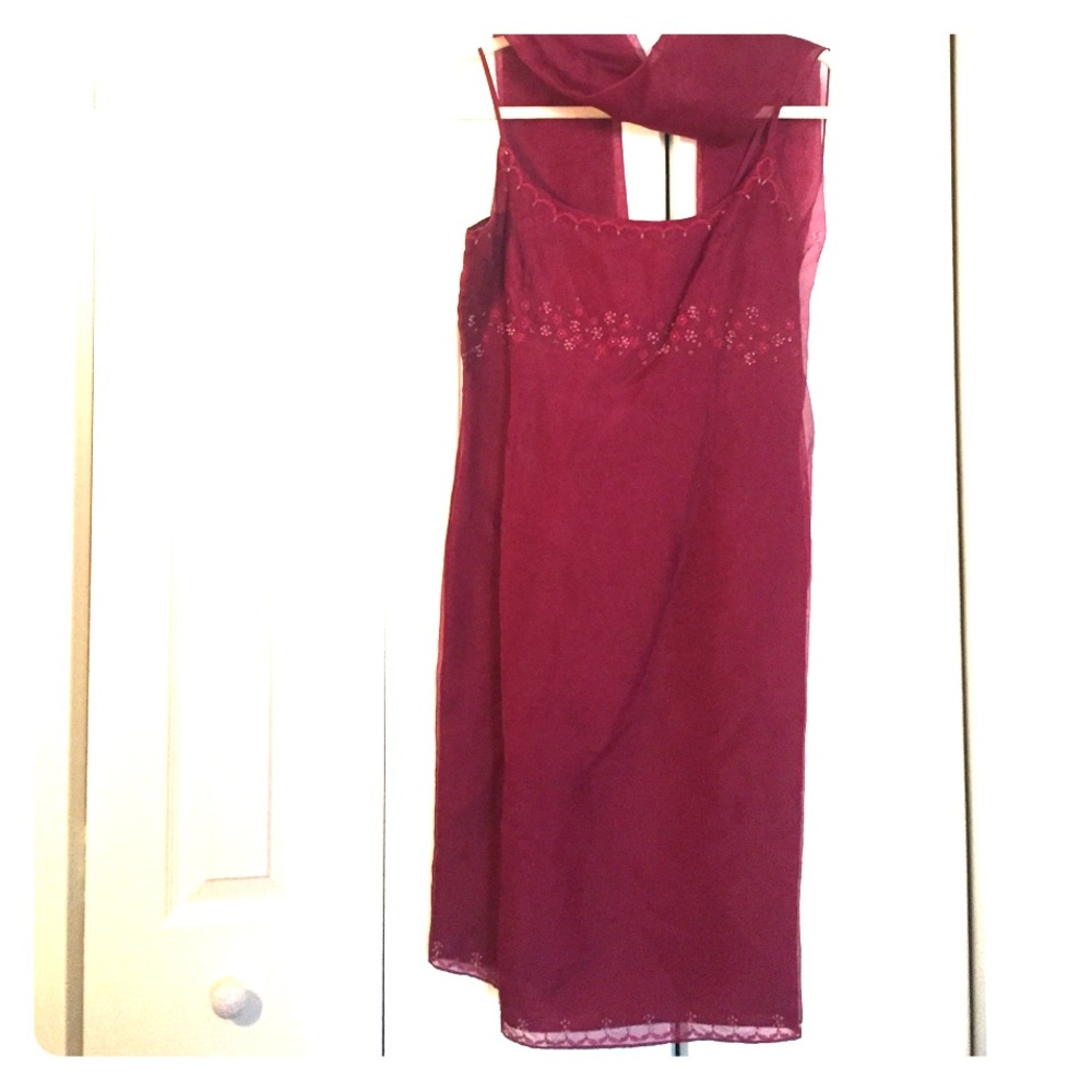 Ann Taylor 100% silk spaghetti straps with beading