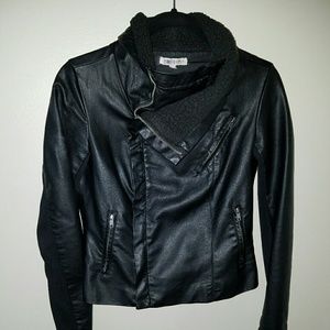 Black faux leather biker jacket