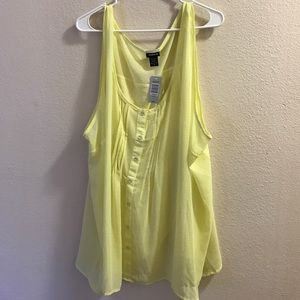 Torrid Sheer Yellow Tank w/ white Dots- Size 5