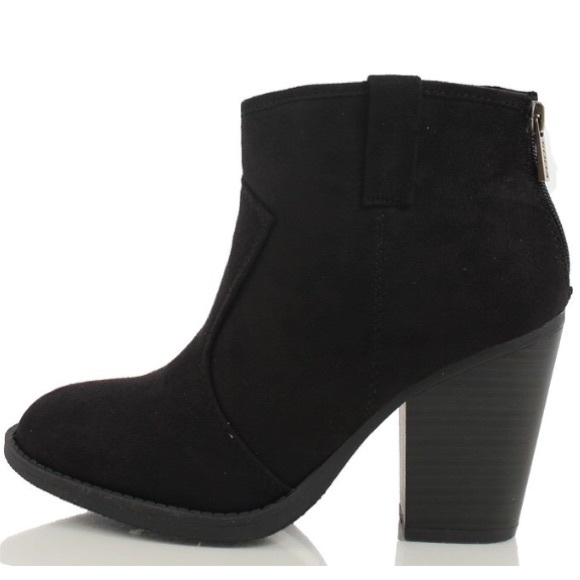 Suede Black Ankle Booties - Picture 1 of 3