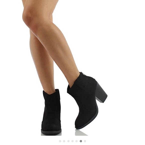 Suede Black Ankle Booties - Picture 2 of 3