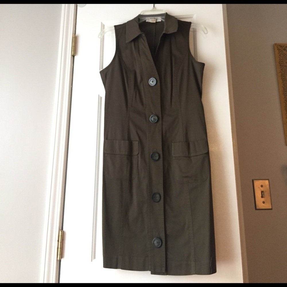 Michael Kors army green button down dress