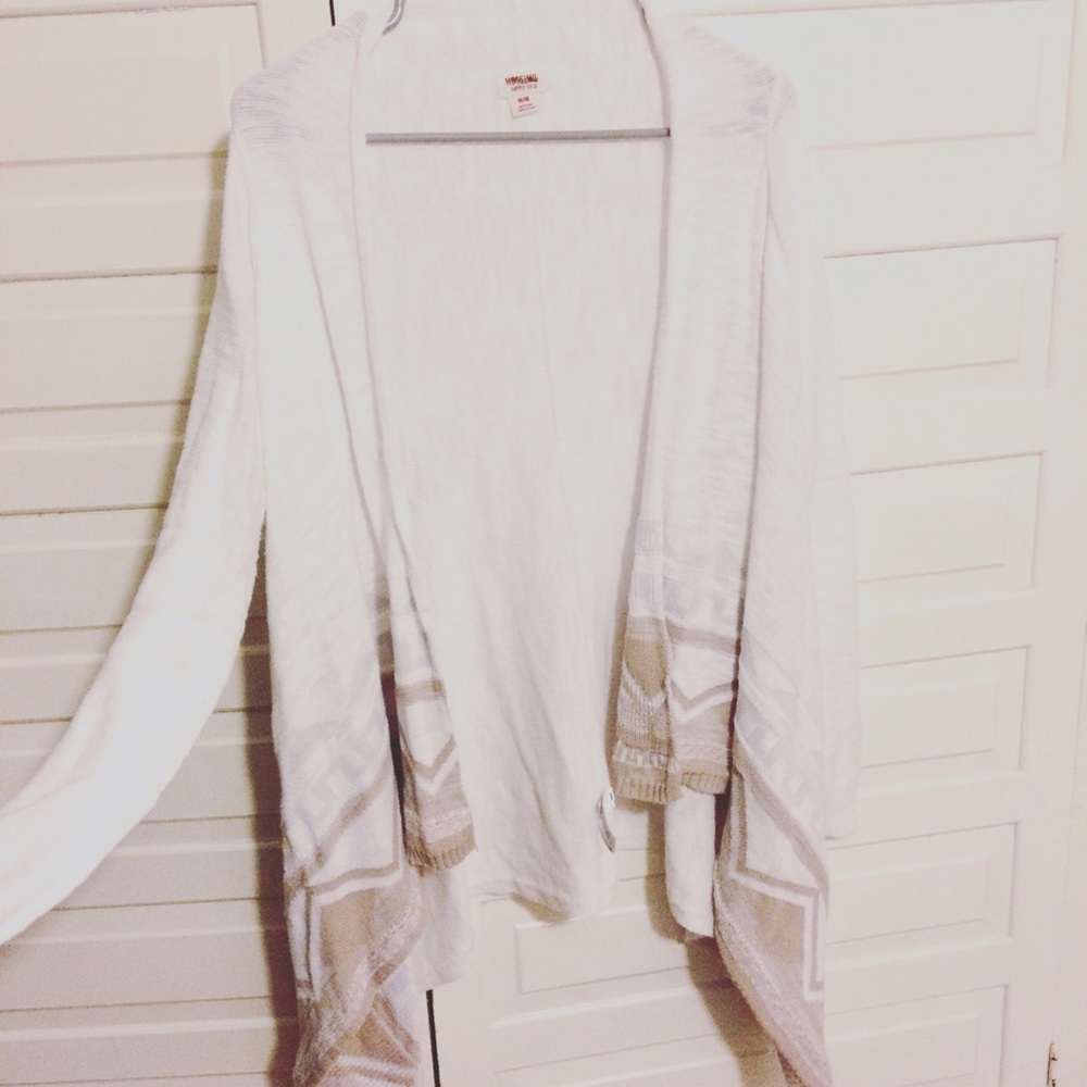 White and tan light, flowy cardigan