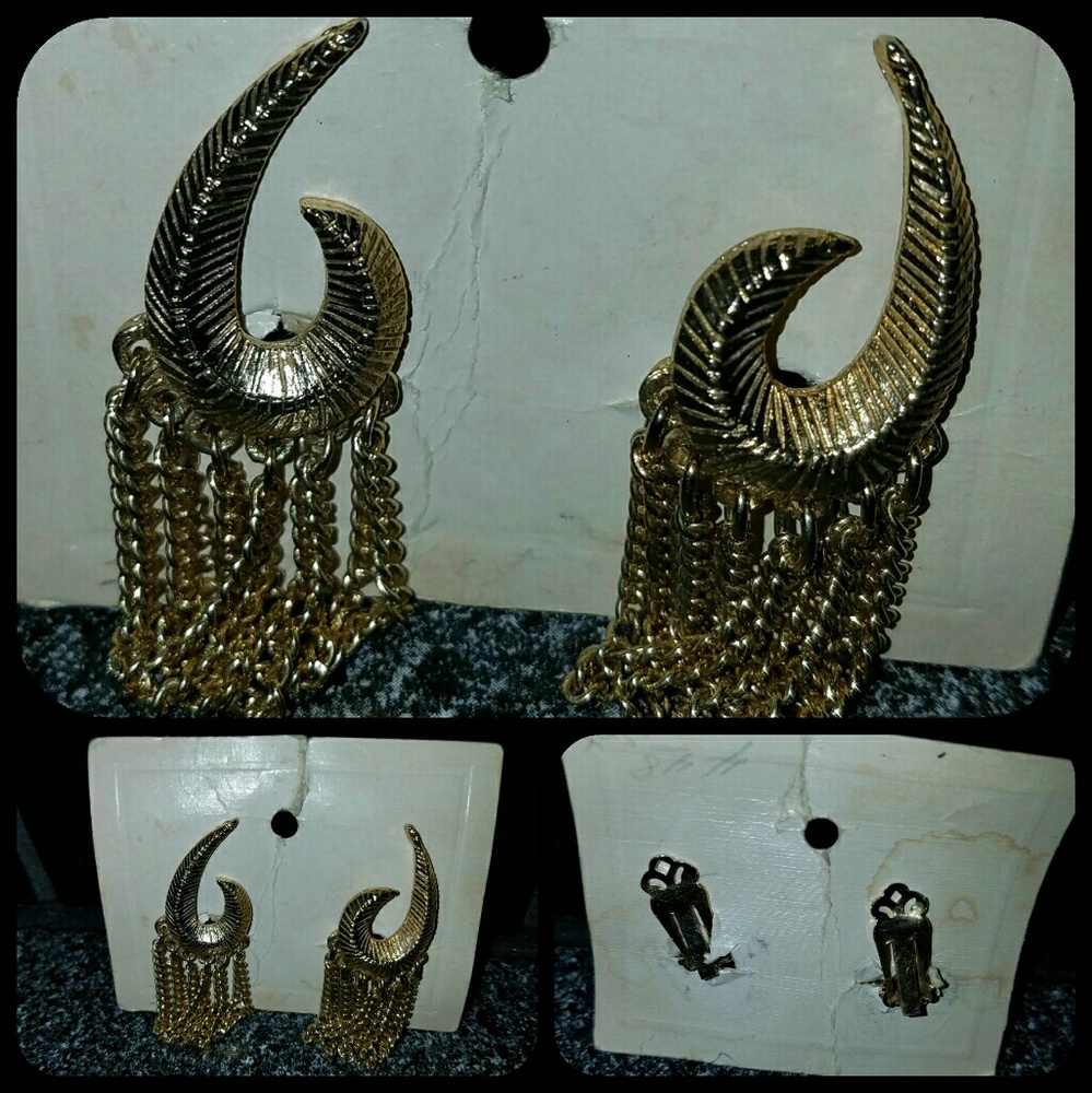 Antique Vintage Sexy Clip On Chain Earrings